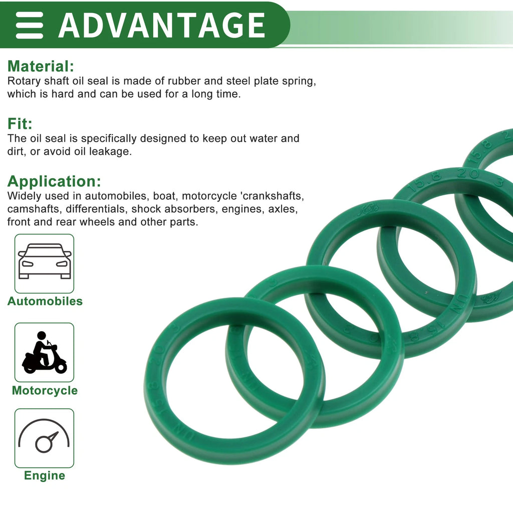 Set of 5 Oil Seal Rotary Shaft Seal TPU 15.8x20x3mm High Pressure