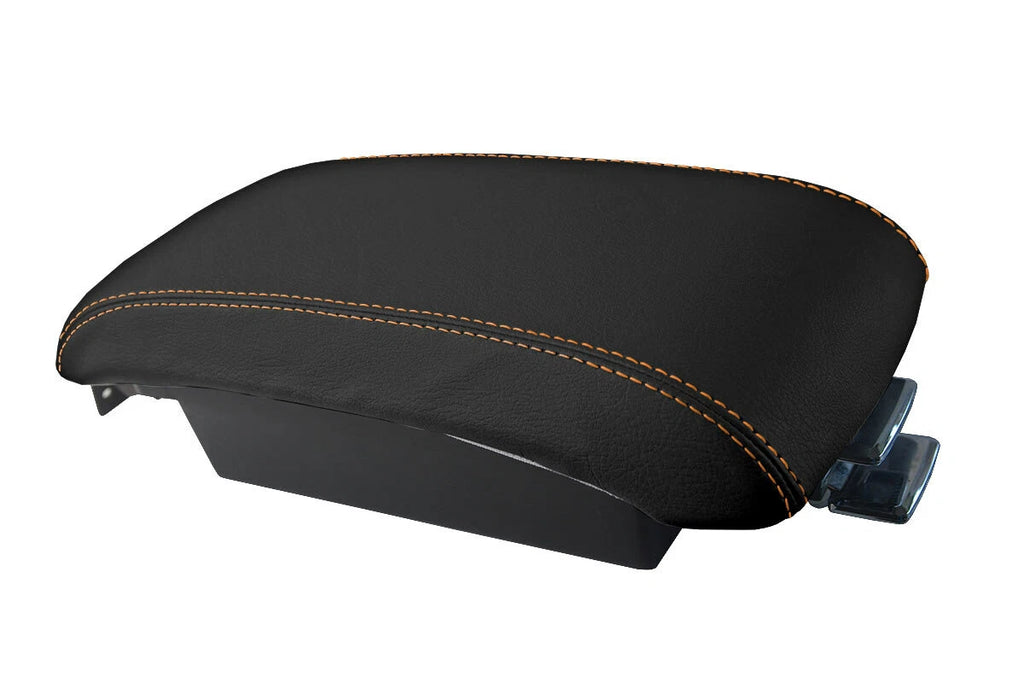 Leather Console Lid Armrest Cover for Lincoln MKX (2007–2010) Orange Stitch