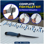 Fish Fillet Mat Kit with Knife & Gloves 28" x 14"