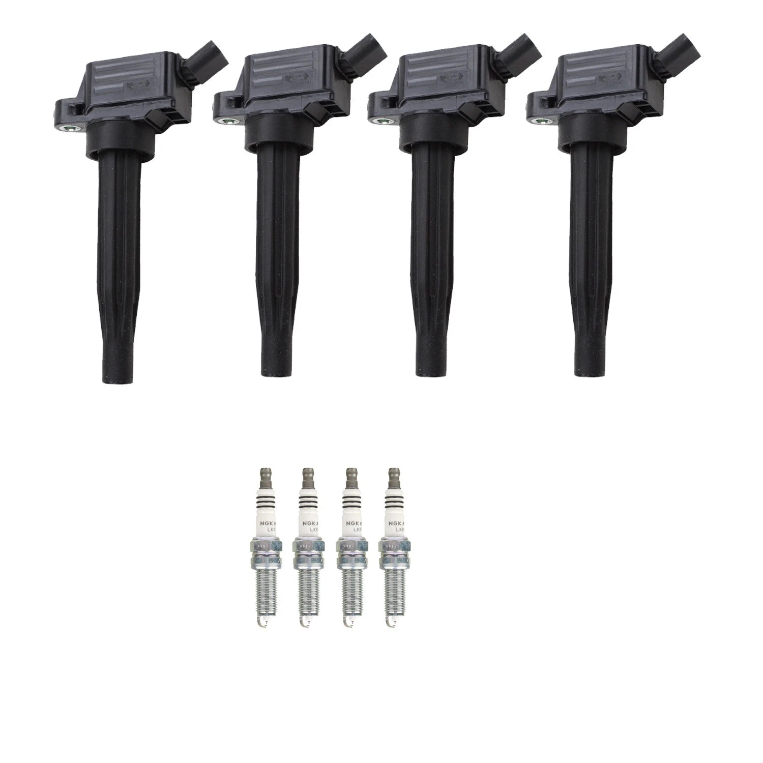 Set of 4 NGK Ignition Coils & Ruthenium Spark Plugs for Elantra GT Forte (2013–2018)