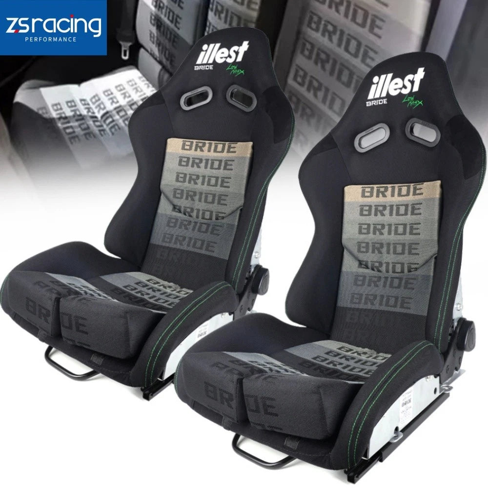 2X Bride Gradation Reclinable Racing Bucket Seat Set for Universal Fit