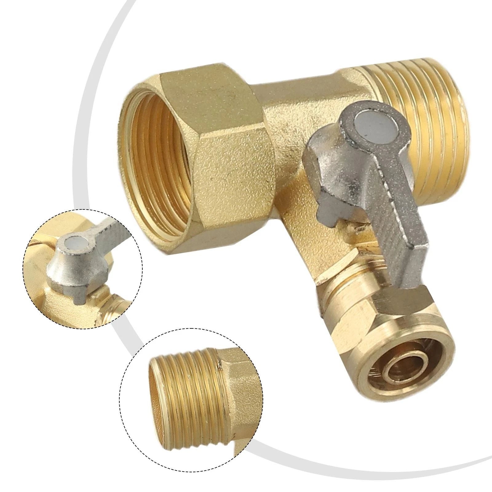 Water Filter Inlet Tee Valve Adapter with 3 Point Ball Valve for