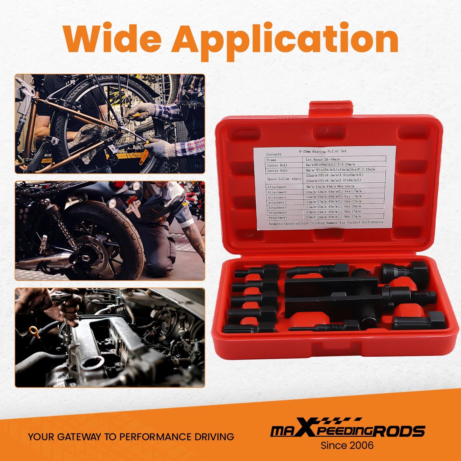 8–25mm Inner Bearing Puller Kit for Motorcycle (10-Piece) (2020–2026)