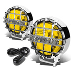 6" Round Bull Bar Fog Light Lamps for Universal Vehicles (Chrome, Yellow Lens)