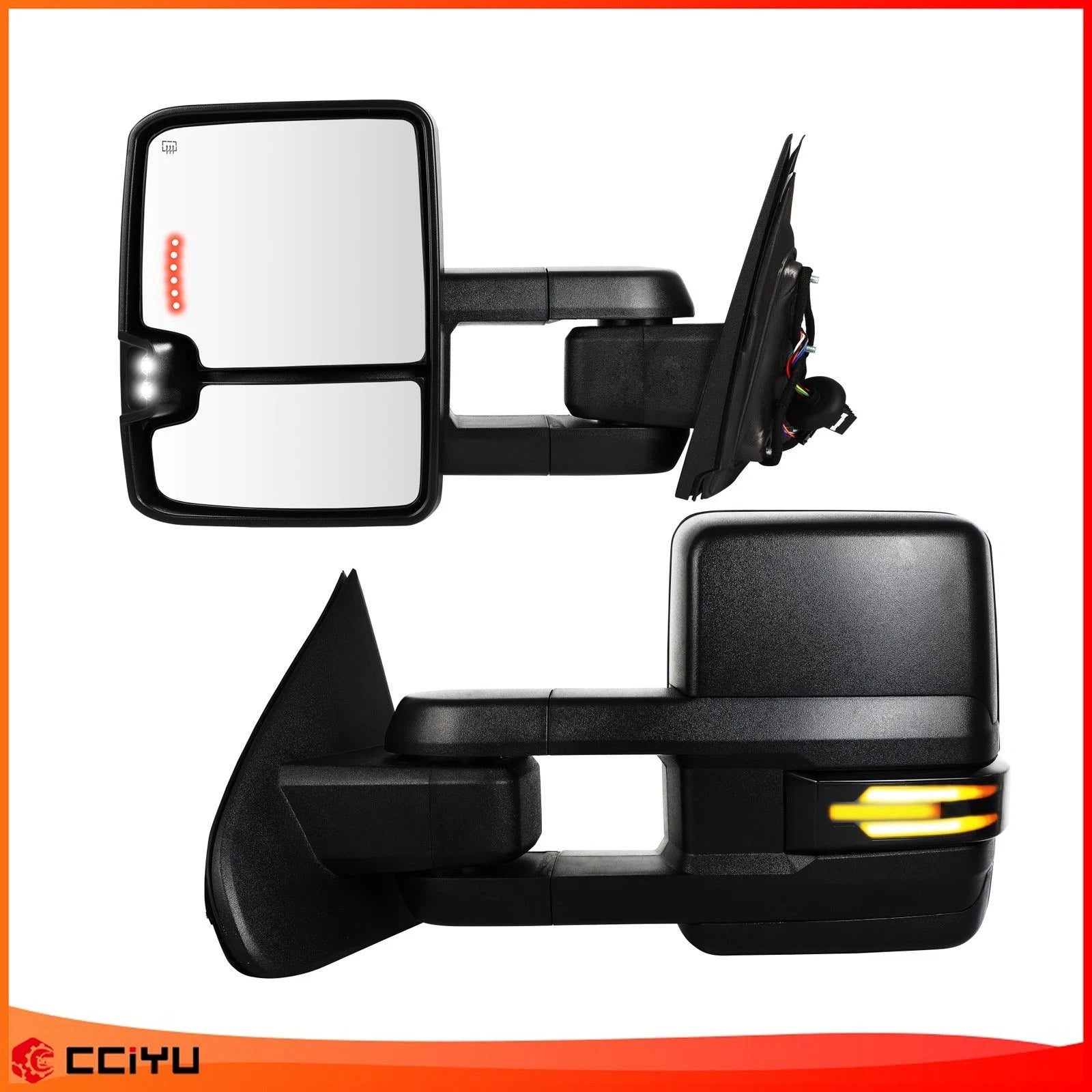 Set of 2 Power Heated Signal Tow Mirrors for Chevy Silverado GMC Sierra (2014–2018)