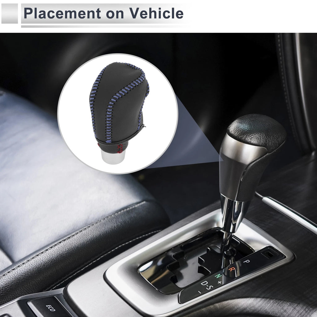 Gear Shift Knob Cover for Toyota Camry (2019–2022) Black Blue Faux Leather