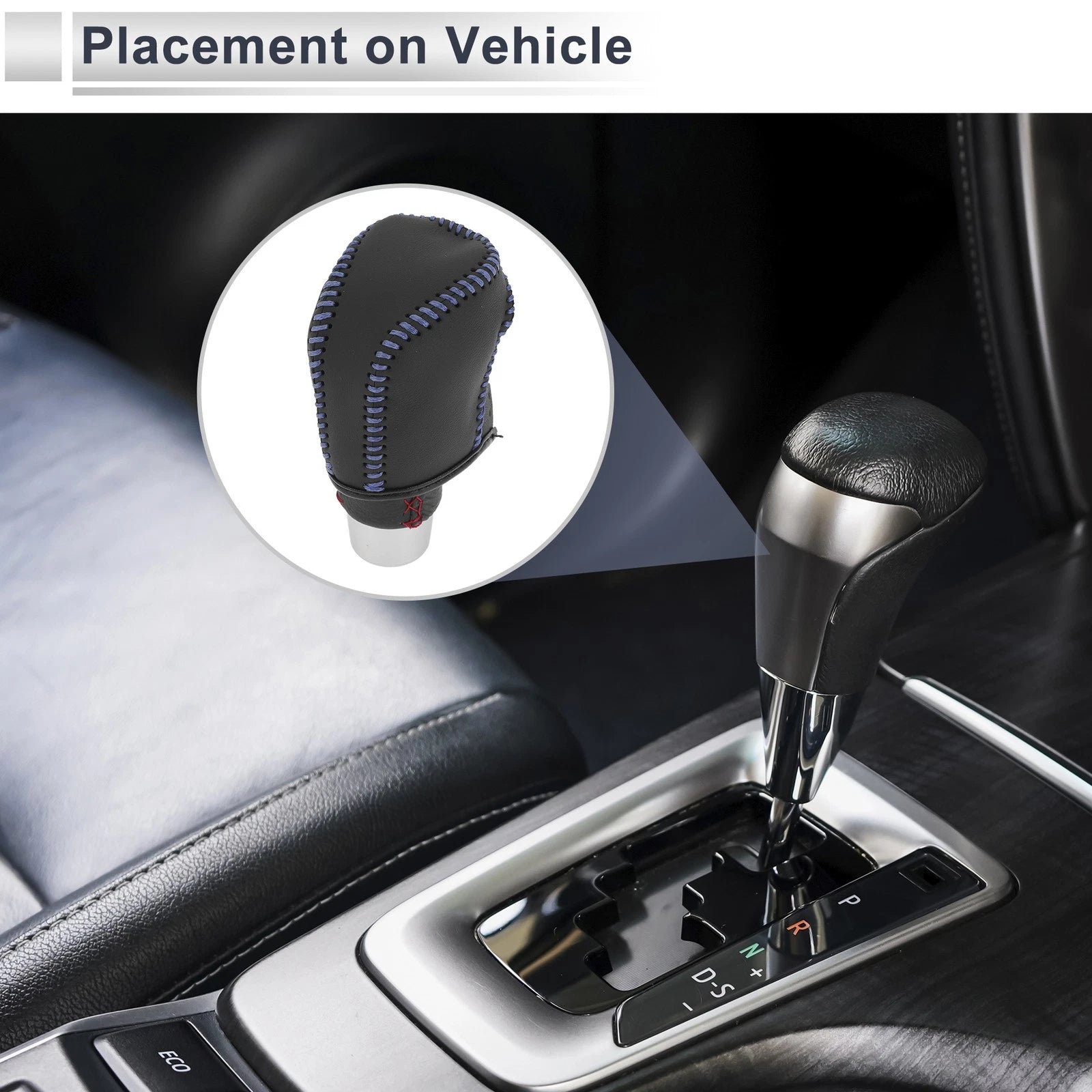Gear Shift Knob Cover for Toyota Camry (2019–2022) Black Blue Faux Leather