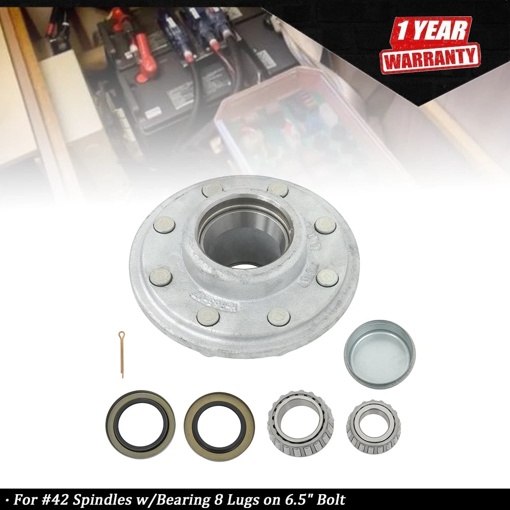 6pc Galvanized Idler Hub for Trailer 42 Spindles (8 Lug)