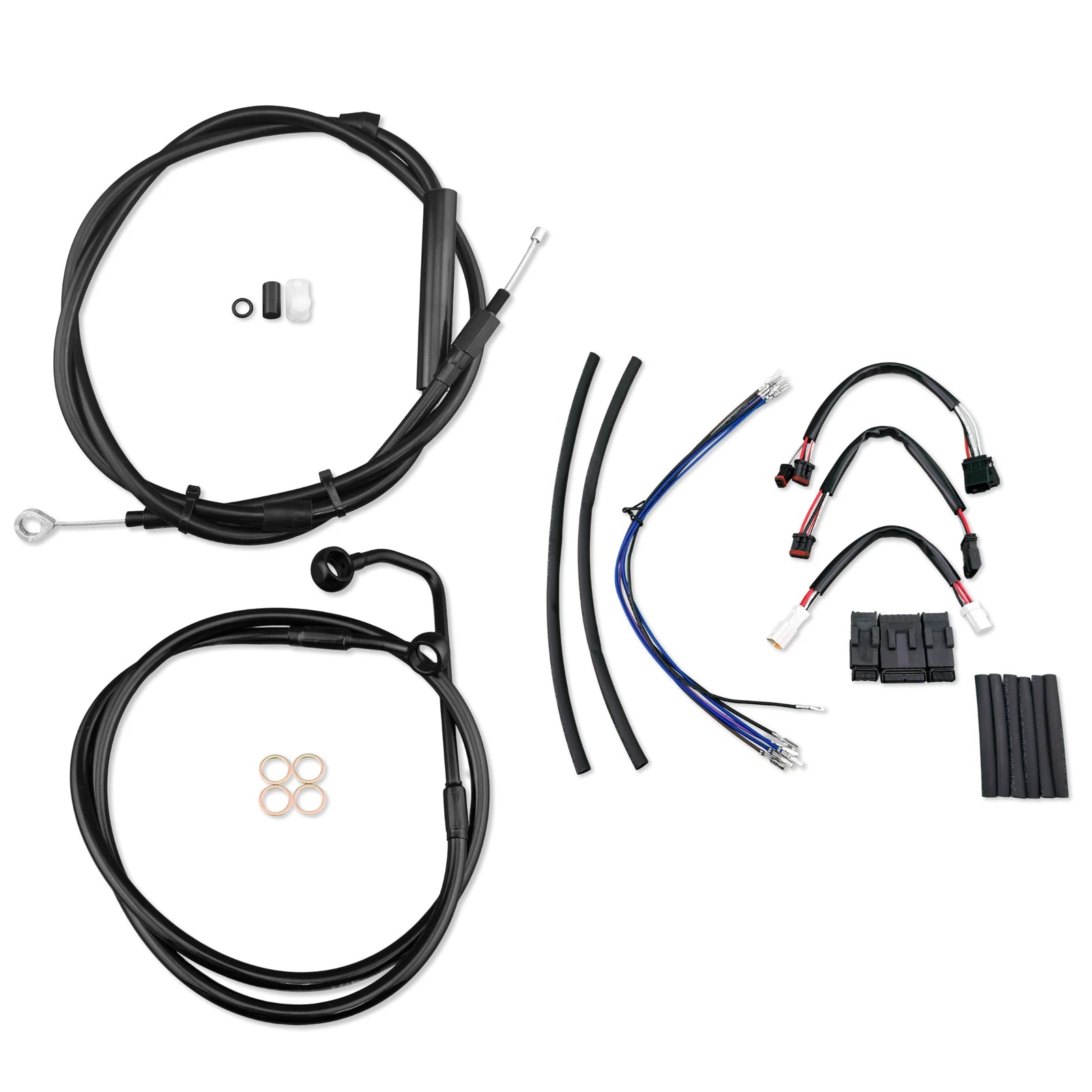 14" Black Stainless Cable Brake Line Kit for Harley Softail (2016–2017)