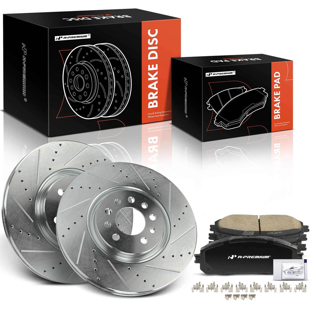 Front Drilled Brake Rotors & Ceramic Pads for Jeep Cherokee KL (2014–2022)