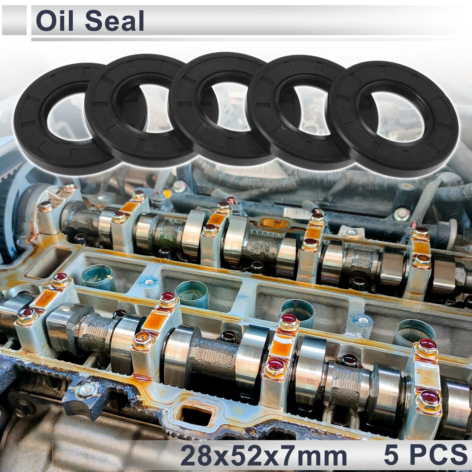 Set of 5 Oil Seal Rotary Shaft Seal TC Ring 28x52x7mm Nitrile Rubber