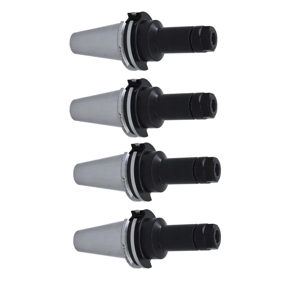 Set of 8 Tool Holders for CAT40 ER16 Collet Chucks (4" Length)