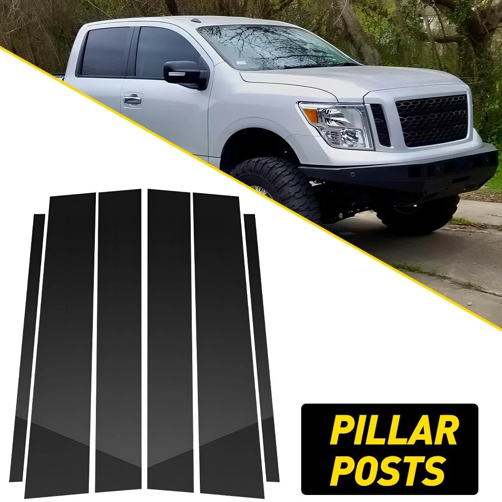Pillar Posts Cover Trim for Nissan Titan Crew Cab (2004–2015) Glossy Black