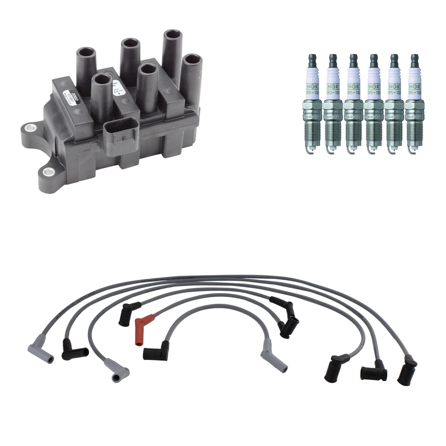 Set of 6 Denso Ignition Coil Wires & NGK Platinum Spark Plugs for E-150 F-150 (1997–2003)