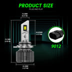 2X 9012 HIR2 LED Headlight Bulbs for 100W 22000LM