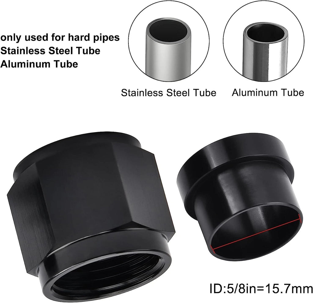 10AN Female Hardline Tube Nut & Sleeve Fitting for 5/8" OD Aluminum Tubing