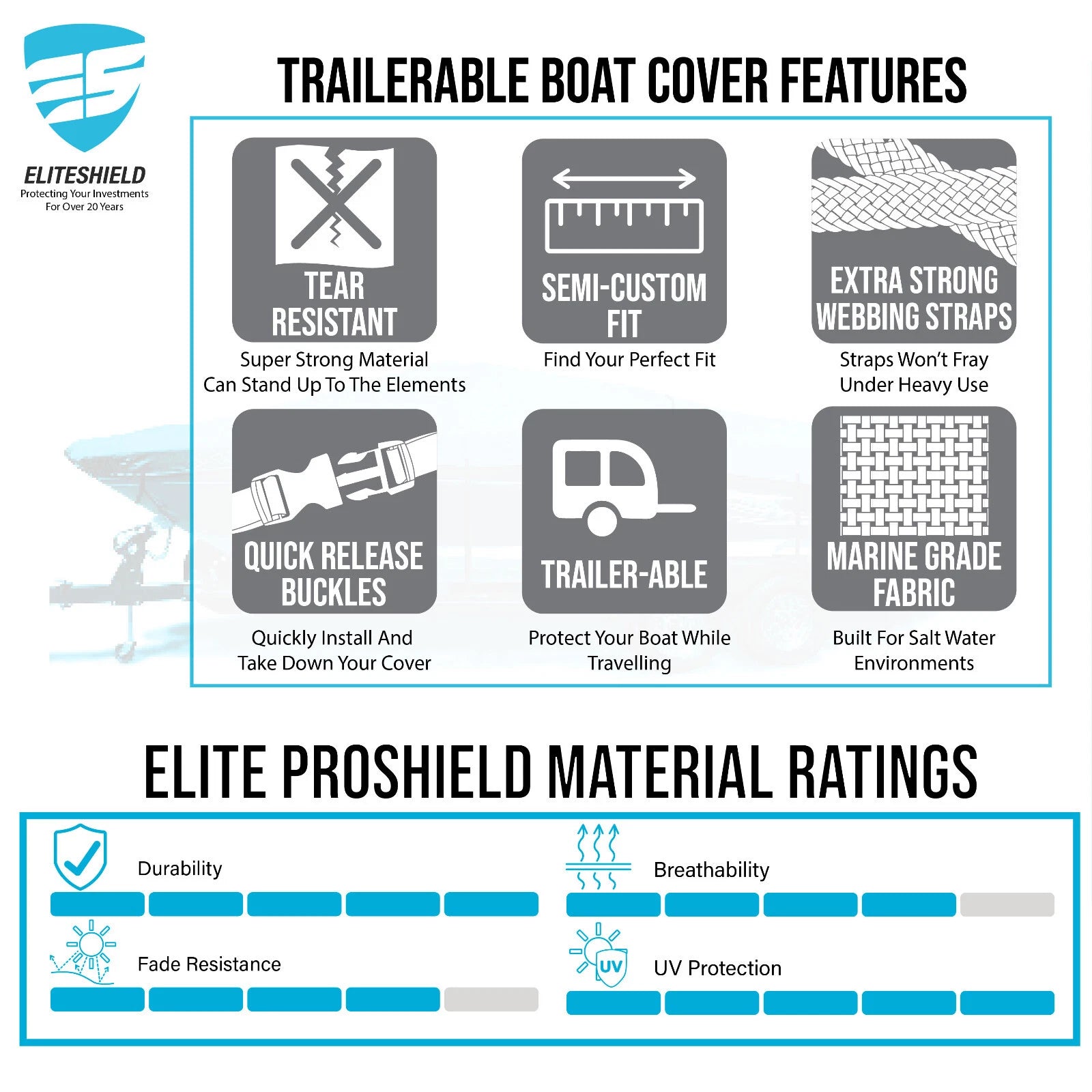 Trailerable Boat Storage Cover for Tracker Guide V-16 (Laker DLX/Super Guide V-16)