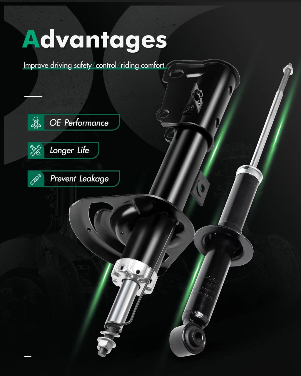Front and Rear Shocks Struts for Chrysler Sebring 200 (2008–2010) & Chrysler 200 (2011–2014)