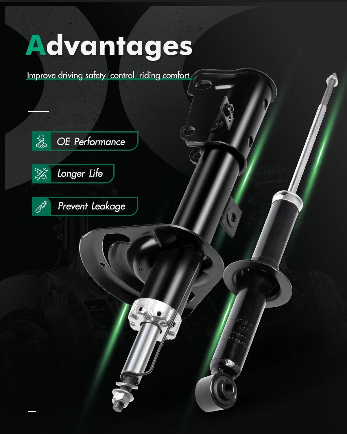 Front and Rear Shocks Struts for Chrysler Sebring 200 (2008–2010) & Chrysler 200 (2011–2014)