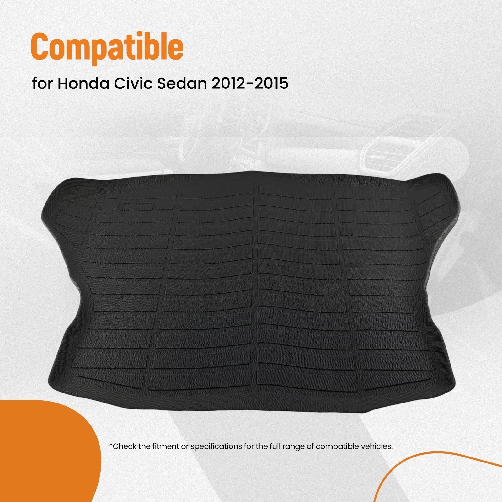 Cargo Mat for Honda Civic Sedan (2012–2015) TPE All-Weather Trunk Liner