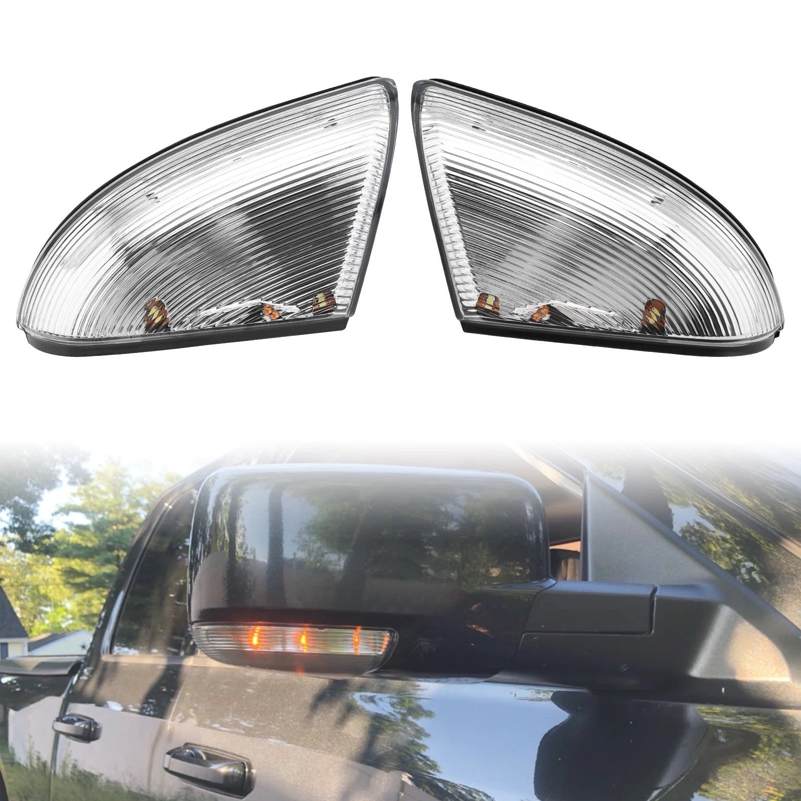 2Pcs LED Mirror Turn Signal Lights Puddle Lamps for Dodge Ram 1500 2500 (2009–2018)