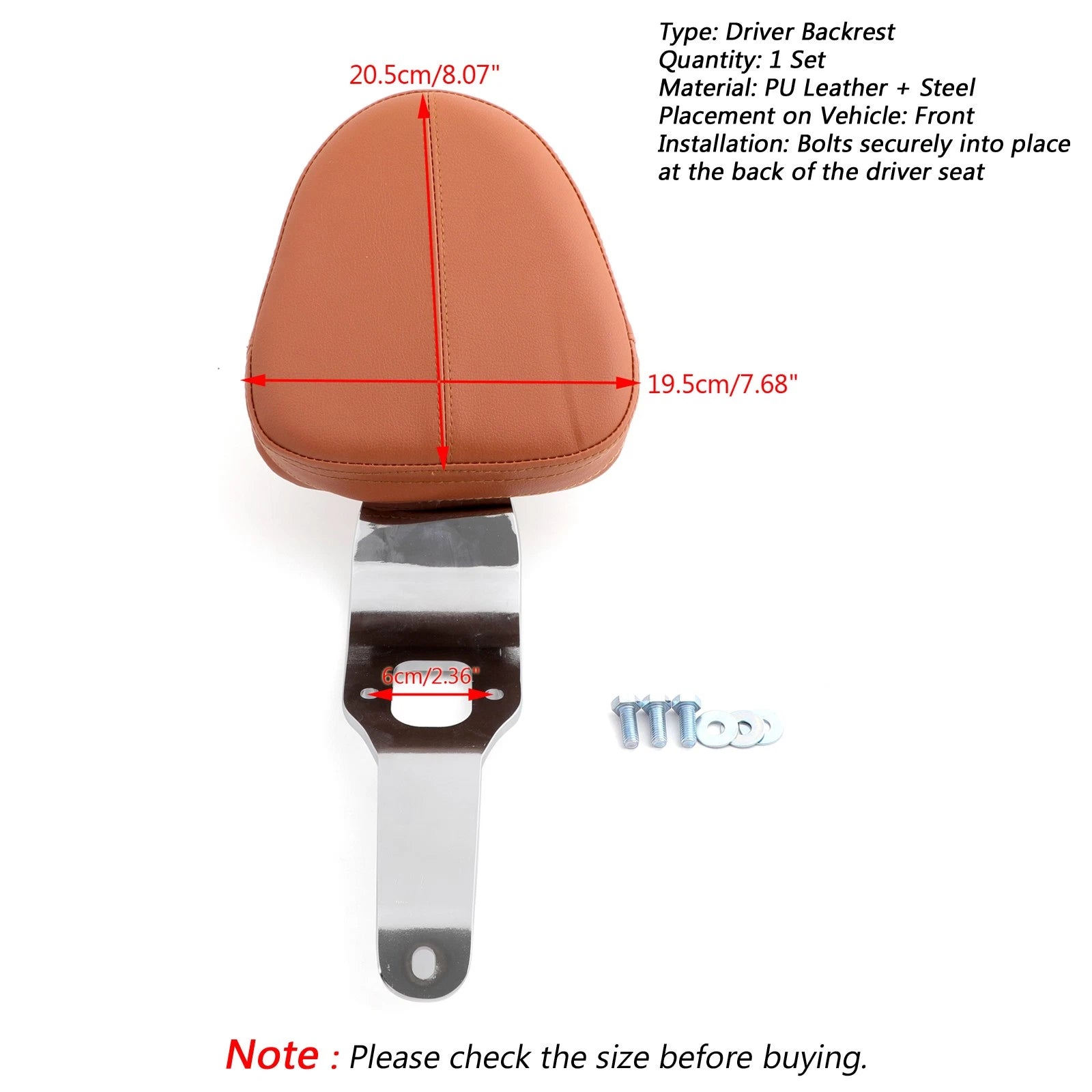 Driver Backrest for Indian Scout, Scout Sixty (2015–2018) - Brown