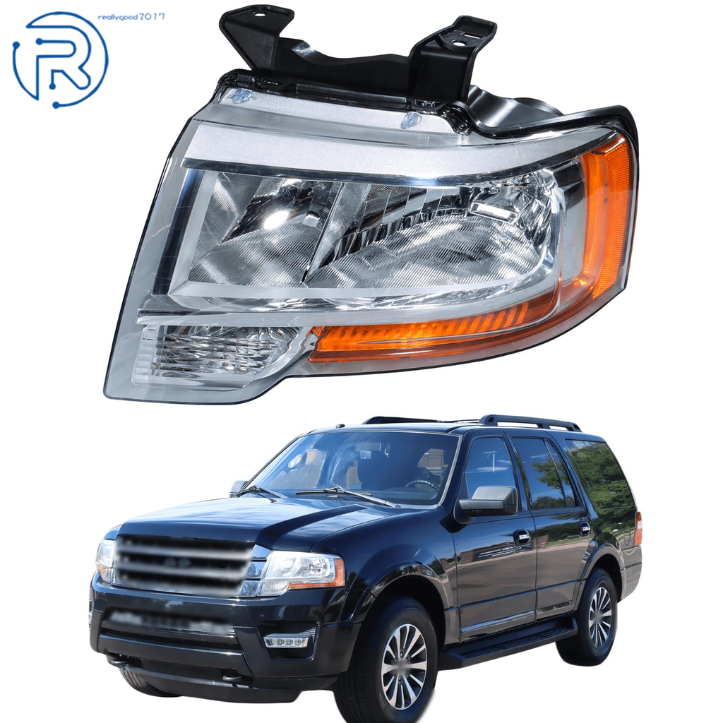 Headlight for Ford Expedition (2015–2017) Chrome Halogen Left Side