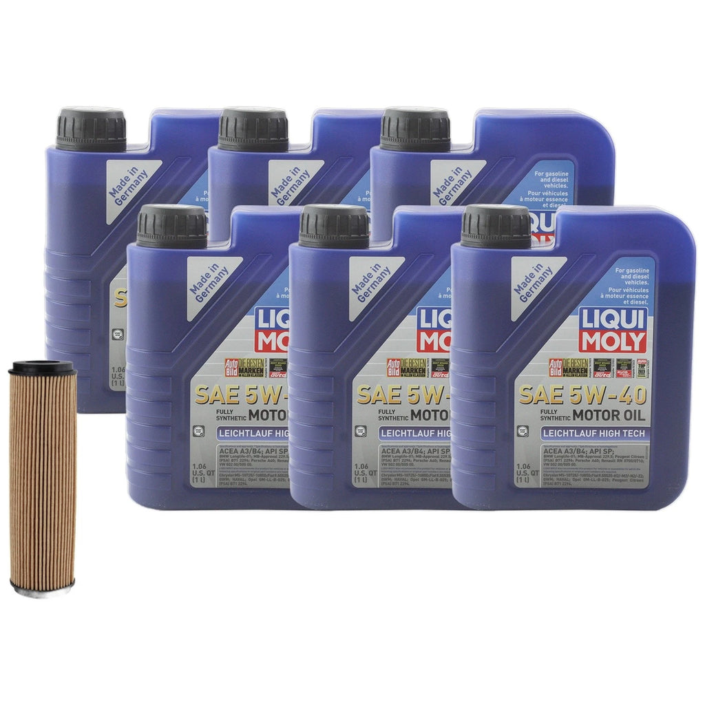 6L Liqui Moly Leichtlauf High Tech 5W40 Engine Oil Change Kit for W204 C250 (2007–2015)