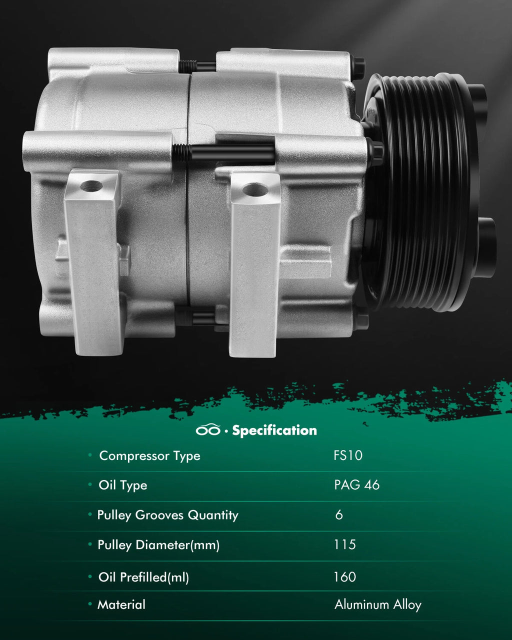A/C Compressor for Ford F150 F250 F350 F450 F550 Mustang Mercury