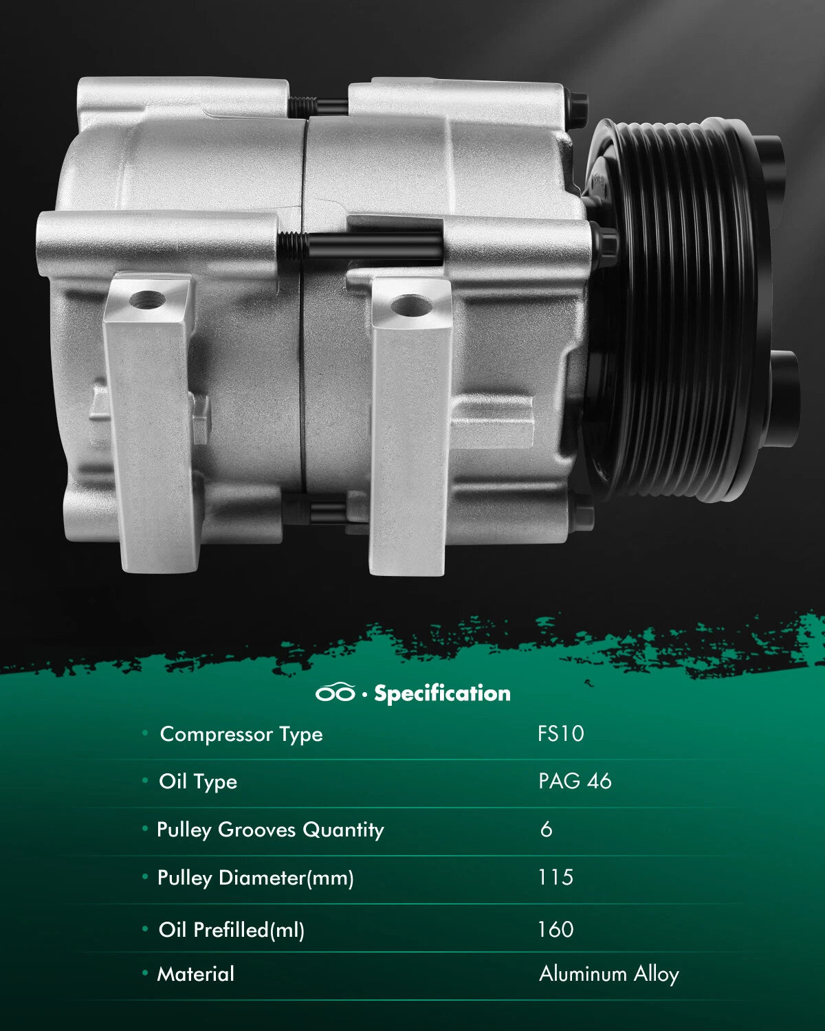 A/C Compressor for Ford F150 F250 F350 F450 F550 Mustang Mercury