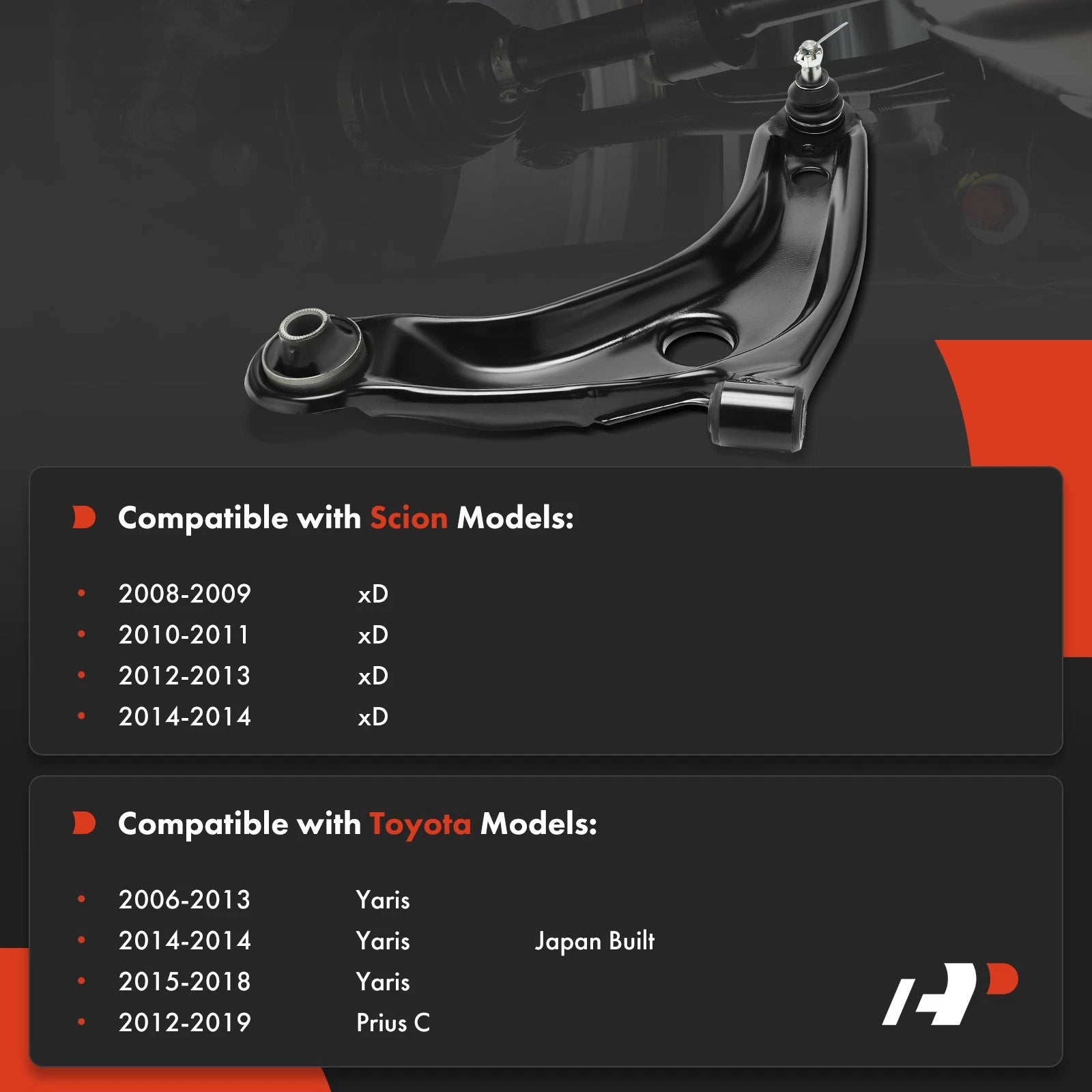 Front Left Lower Control Arm with Ball Joint for Toyota Yaris Scion xD (2007–2014)