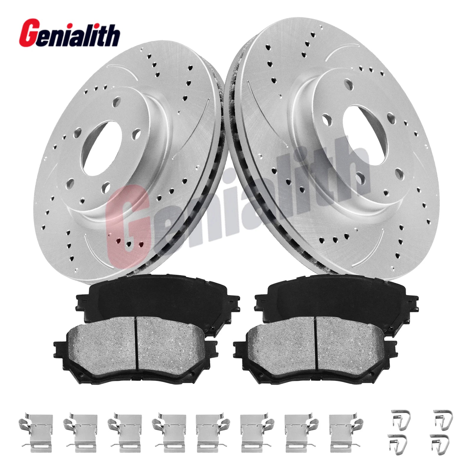 Front Drilled & Slotted Rotors + Ceramic Brake Pads Kit for Mazda 3 (2014–2018)