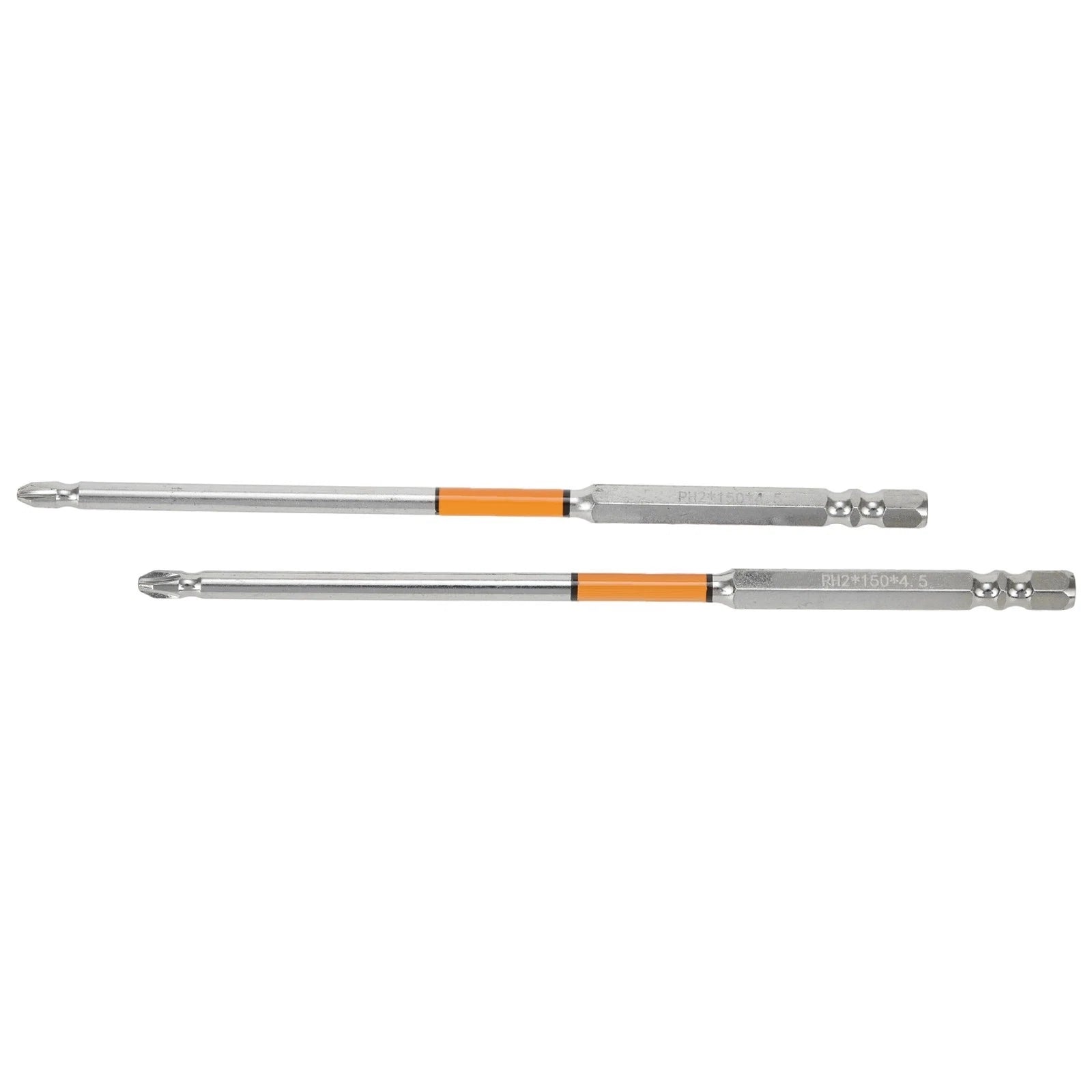 Set of 2 Screwdriver Bits 1/4" Hex 65mm 80mm Alloy Steel