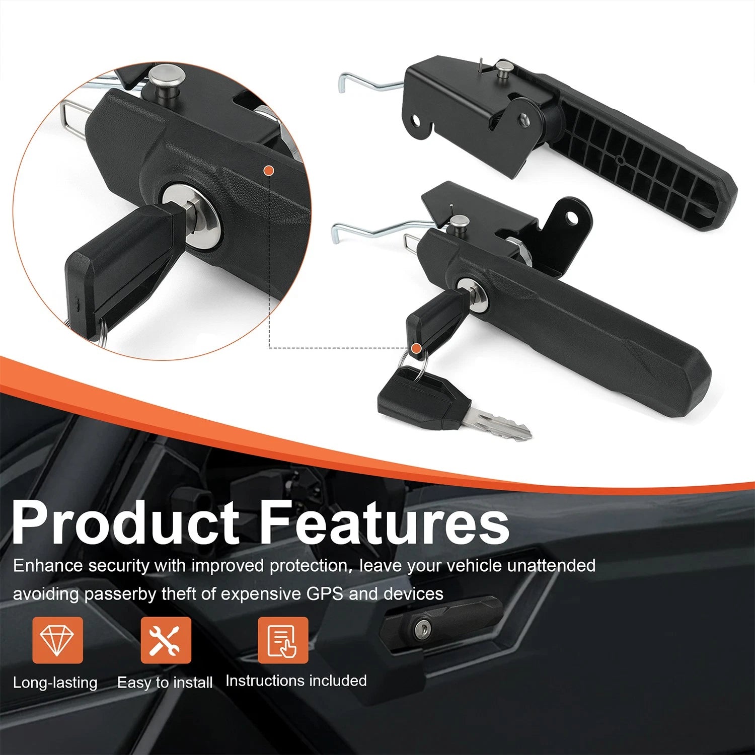 Front Deluxe Door Handle Lock for Can-Am Defender HD10 HD9 HD8 HD7 (2016–2023) 715009951