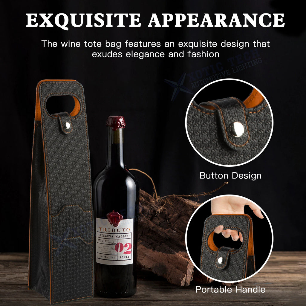 Woven Wine Carrier Tote Bag for Party (Black)