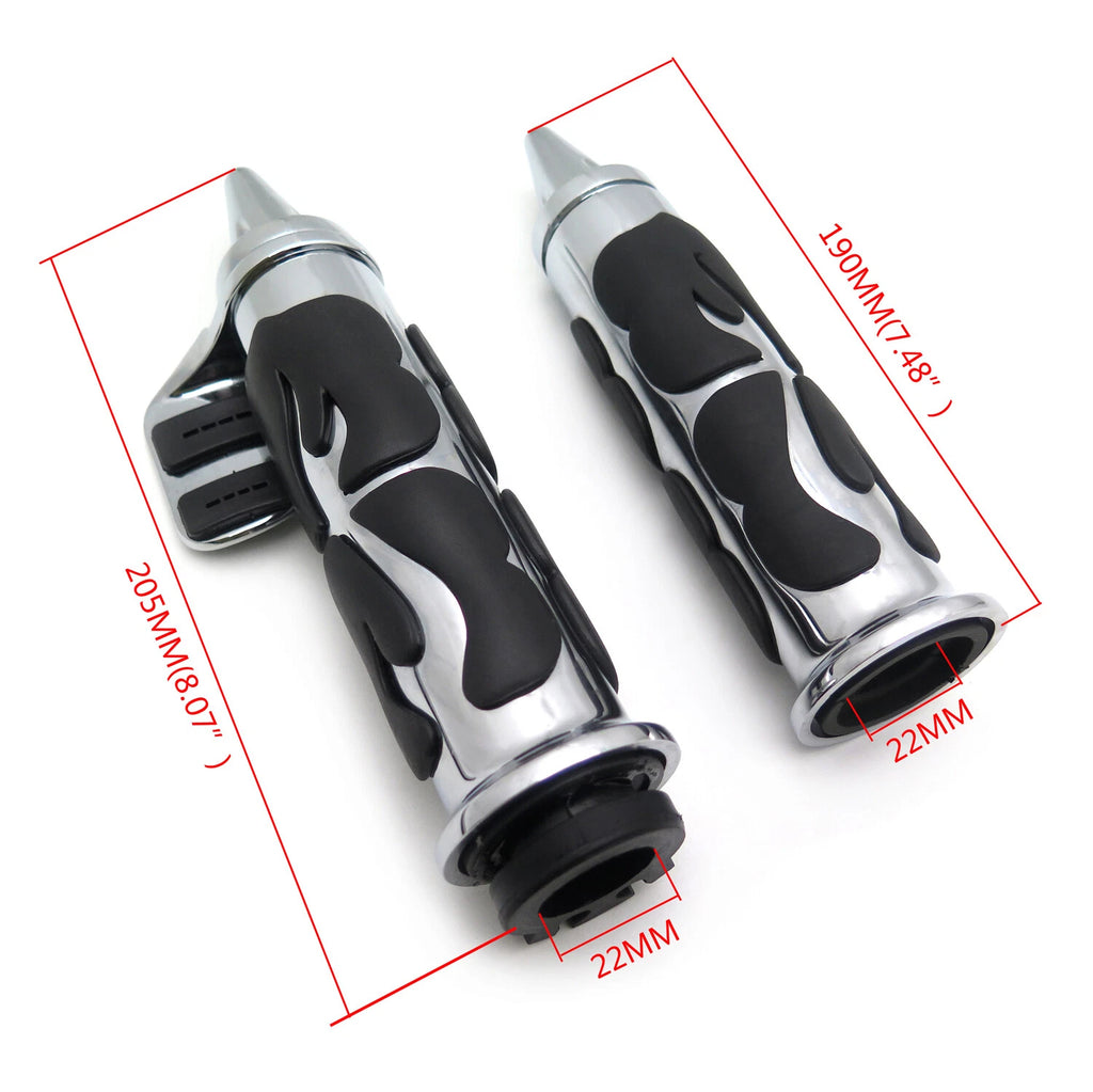 Chrome Flame Spike Handle Bar Grip 7/8" for Honda Suzuki Kawasaki