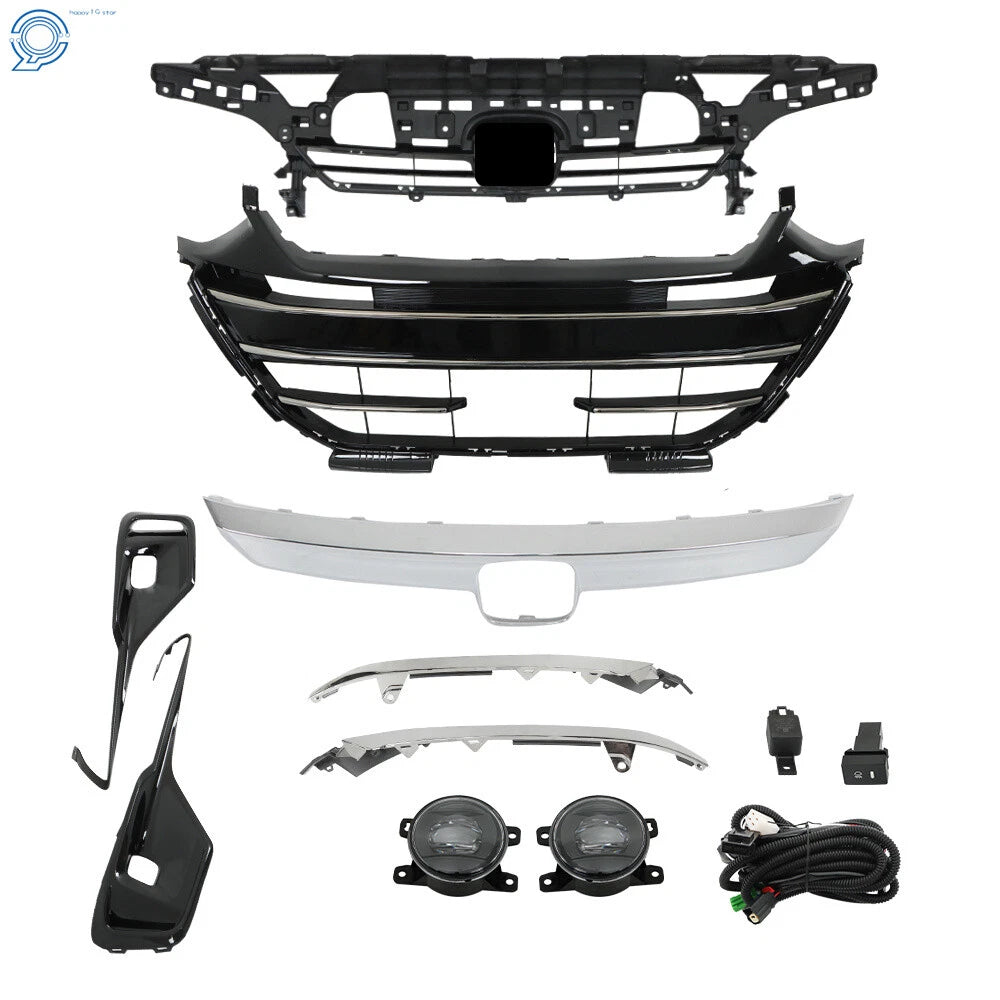 Set of 2 Upper Lower Grills with Chrome Trim for Honda Accord (2021–2023)