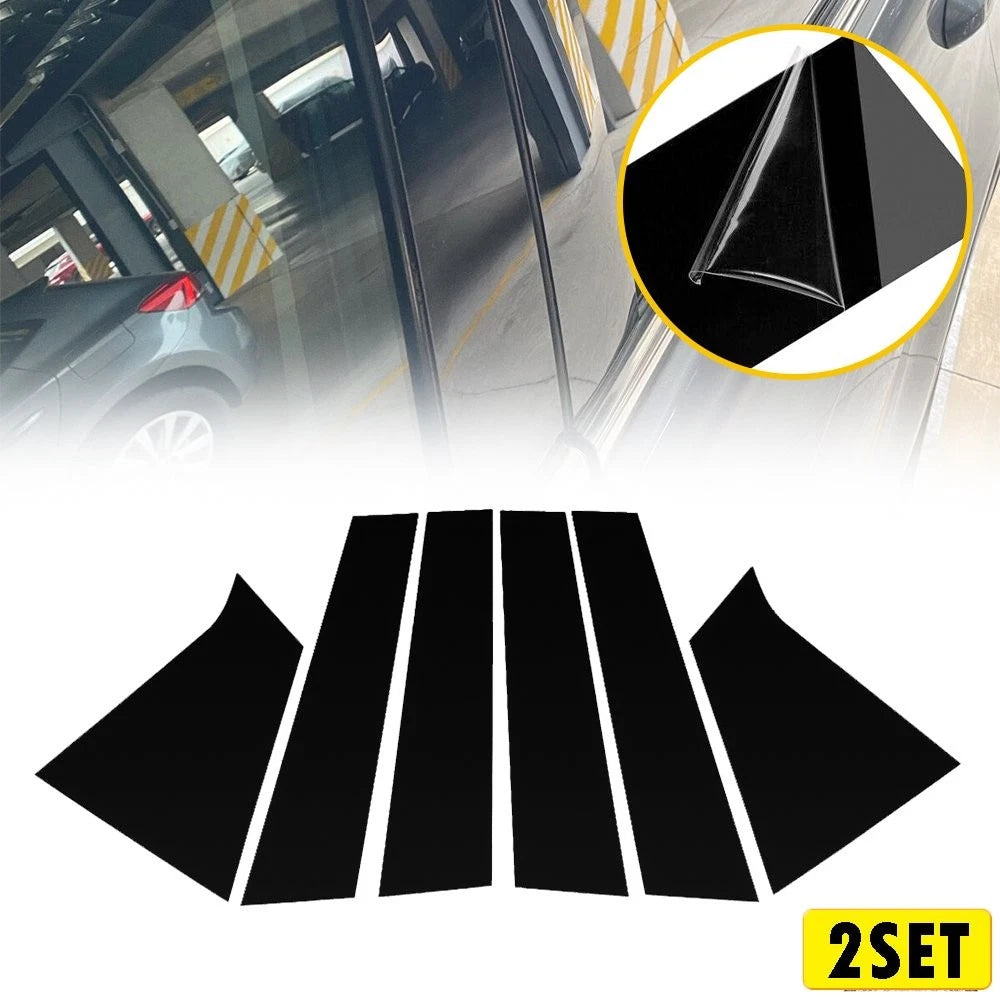 12PCS Glossy Black Door Trim Pillar Posts for Chevrolet Malibu (2016–2021)