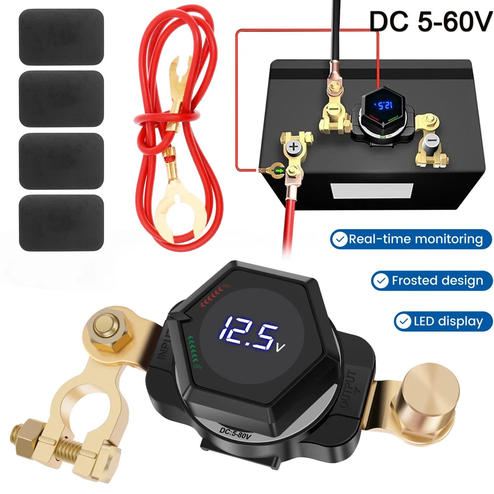 Top Post Battery Disconnect 250A DC for Marine RV Automotive (5-60V)