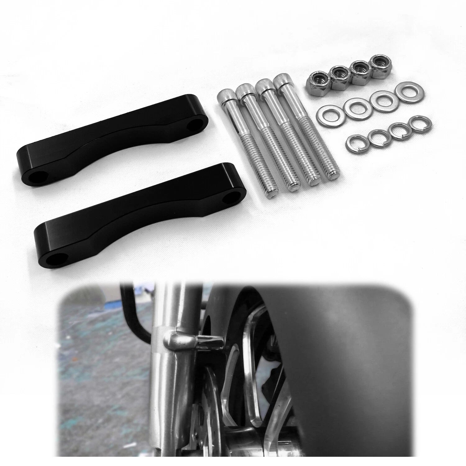 Chrome Front Fender Brackets Spacers for Harley Touring (2014–2019)