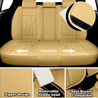 Set of 5 Car Seat Covers for Universal Fit (PU Leather, Beige)