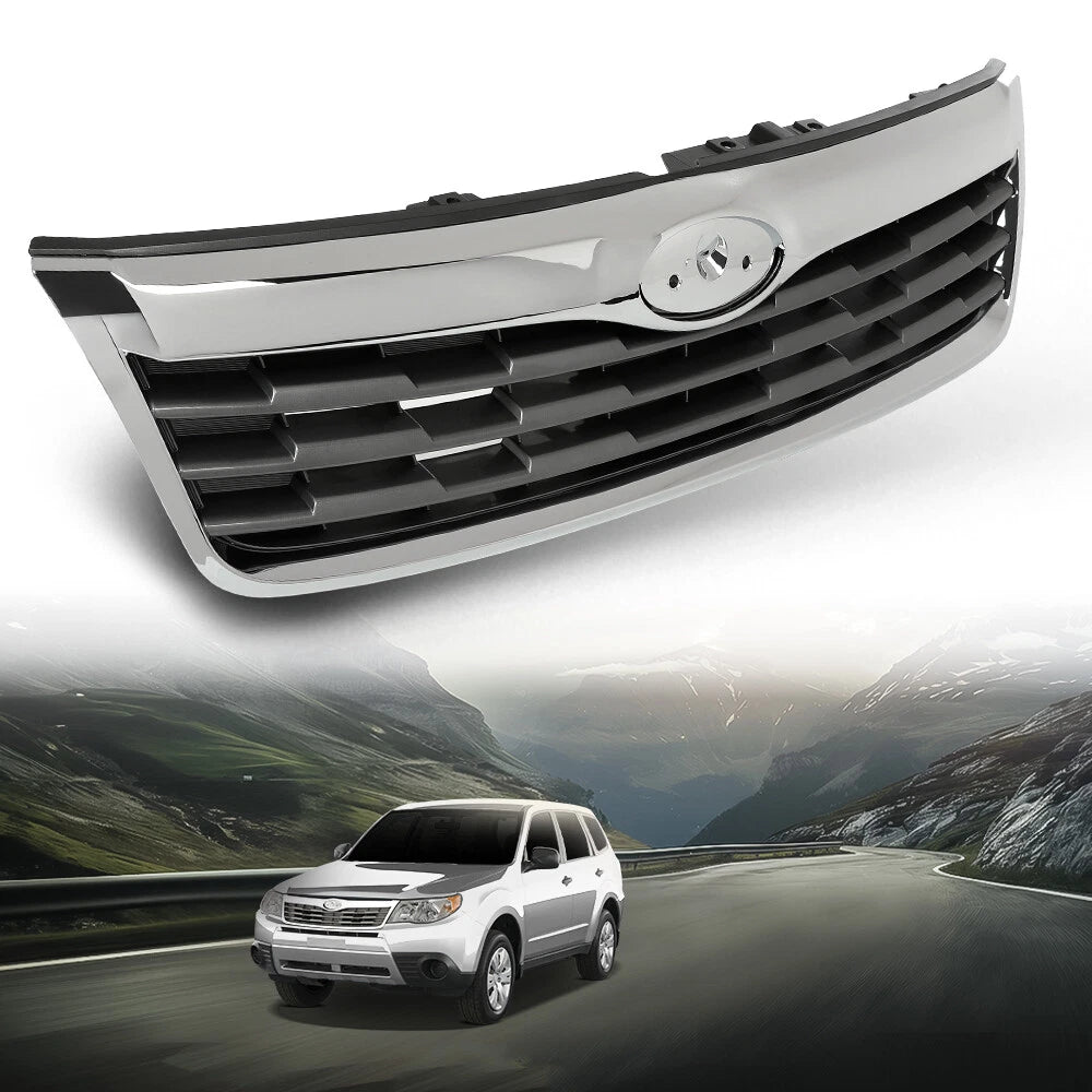 Front Upper Bumper Grille for Subaru Forester (2009–2010) Black Chrome