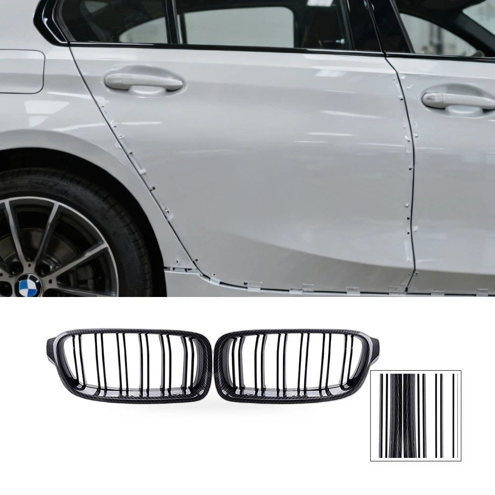 Half Carbon Gloss Black Dual Line Grille for BMW 3 Series F30 F35 (2013–2019)