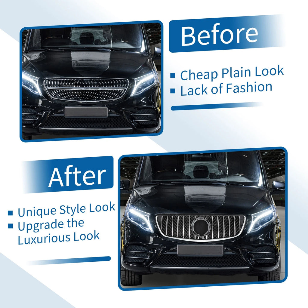 Front Upper Bumper Grille for Mercedes-Benz VITO-Class (2015–2023) Chrome