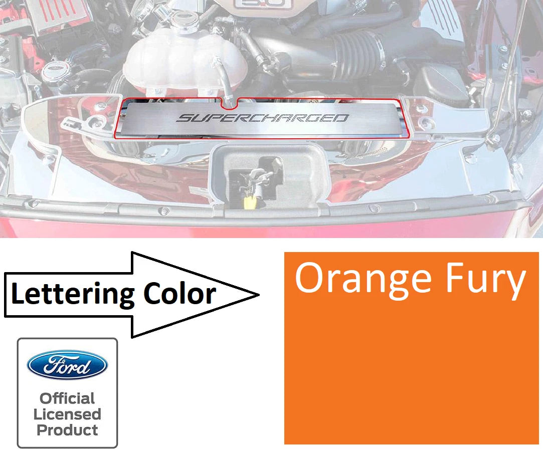 Radiator Cover Trim Plate Supercharged Orange for 2015–2017 Mustang GT