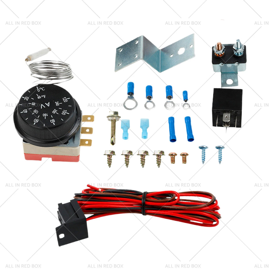 Adjustable 12V Electric Radiator Fan Thermostat Relay Wire Kit for