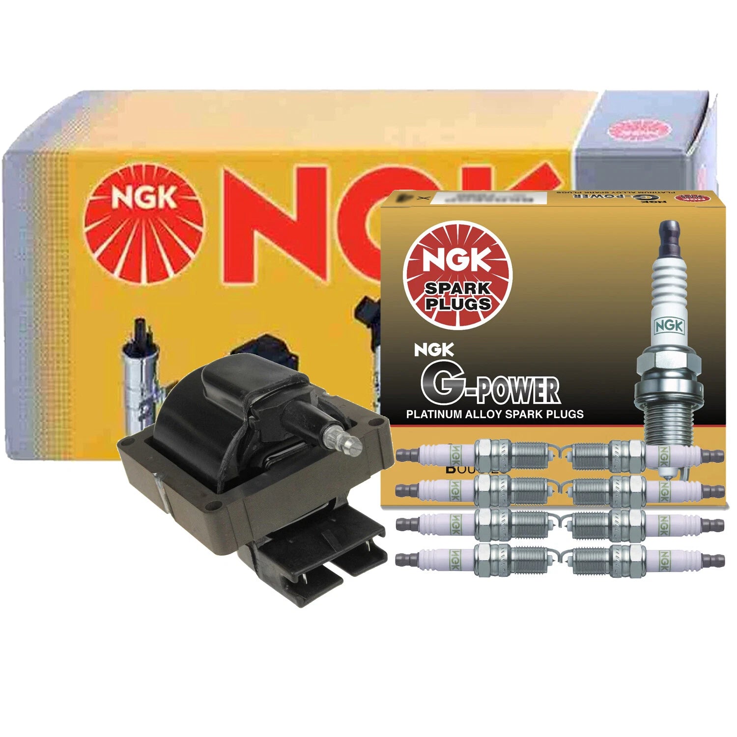 NGK HEI Ignition Coil & 8 G-Power Platinum Spark Plugs for Ford F-150