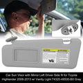 Left Sun Visor for Toyota Highlander (2008–2013) w/ Light 74320-48500-B0 Gray