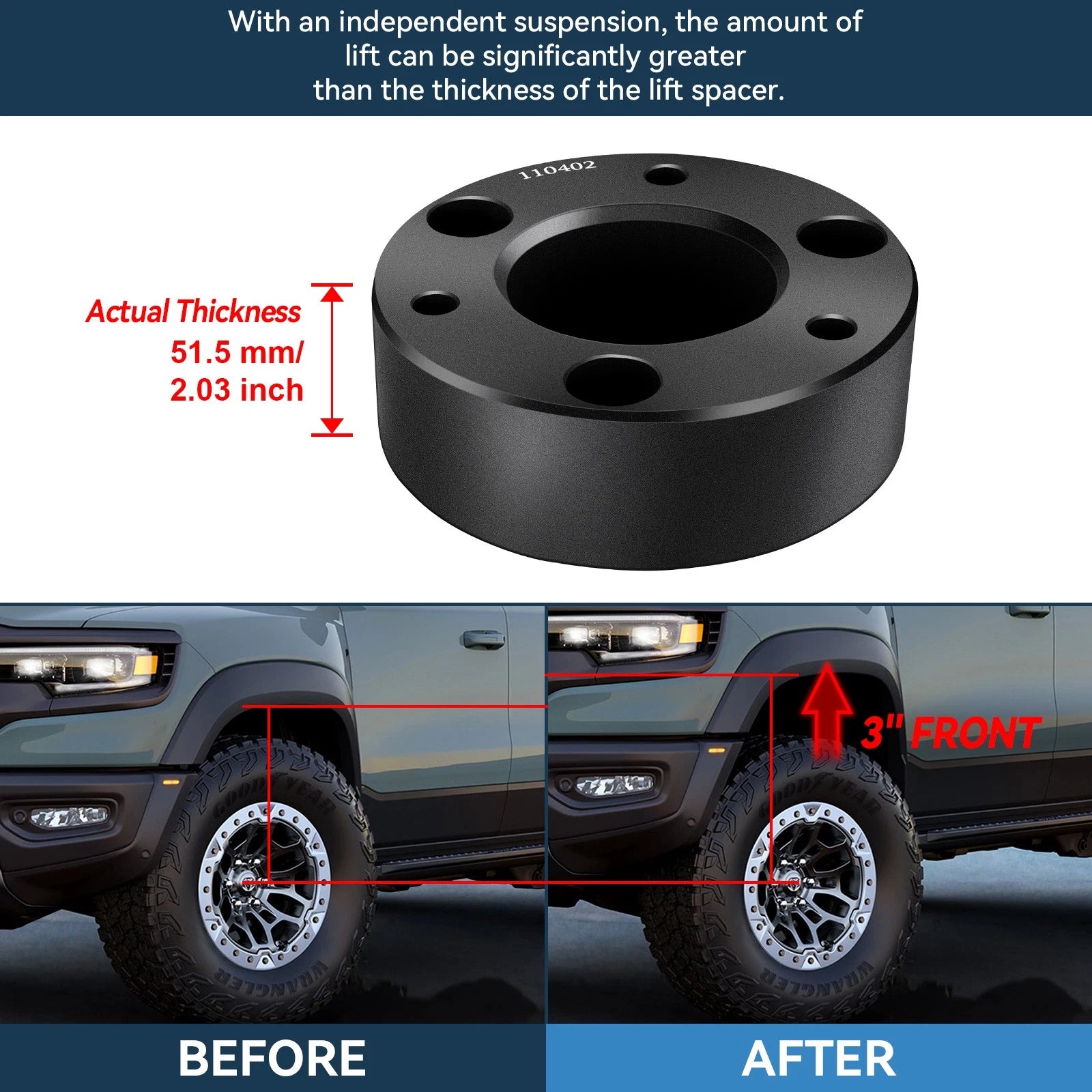 3" Front Leveling Lift Kit for GMC Sierra 1500, Yukon, Chevrolet Silverado, Tahoe