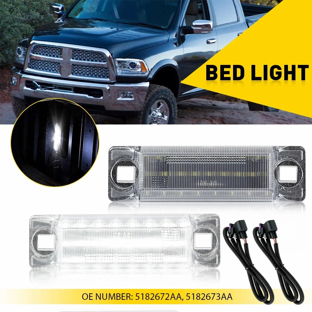 Pair LED Truck Bed Cargo Lights + Wiring Kit for Dodge RAM 1500 2500 (2016–2018)